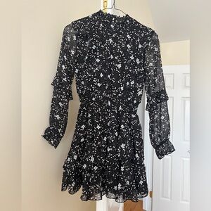 Aqua Girls Floral Long Sleeve Ruffle Dress